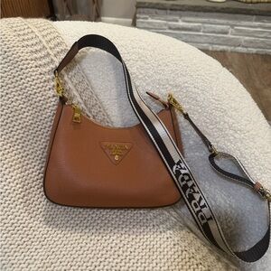 Prada Tan Leather Crossbody Bag